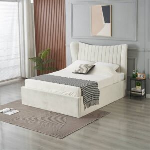 ELARA - Q2948-1 GAS LIFT STORAGE BED 130 CM LIGHT BEIGE