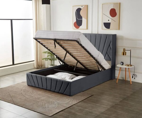 ASCOT GASLIFT STORAGE BED QUEEN (5 X 6.3FEET) DARK GREY