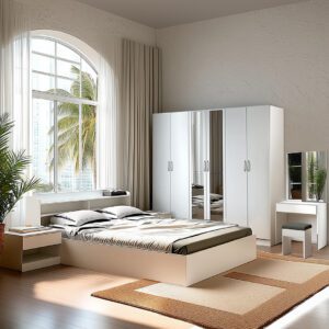 MLY - QUEEN BEDROOM SET WITH 6 DOORS WARDROBE