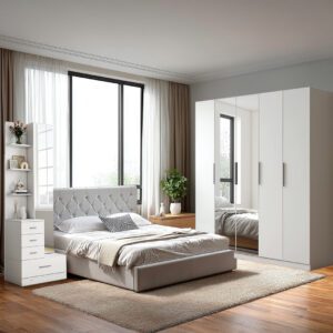 MODORA QUEEN SET WITH 5 DOOR WARDROBE