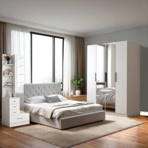 MODORA QUEEN SET WITH 4 DOOR WARDROBE