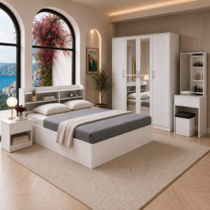 MLY- QUEEN BEDROOM SET WITH 4 DOOR WARDROBE