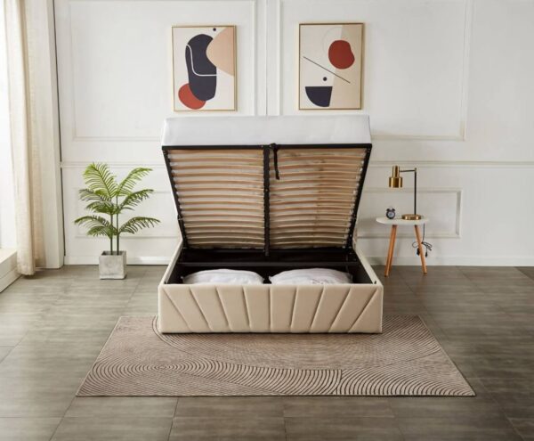 ASTORIA GASLIFT STORAGE BED DOUBLE (4 X 6.3FEET) BEIGE