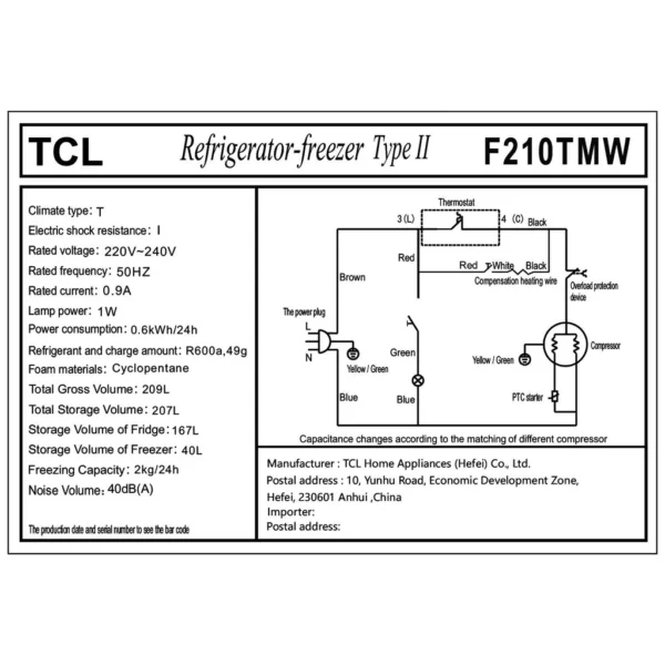 TCL REFRIGERATOR 207L - 47181 - Image 6