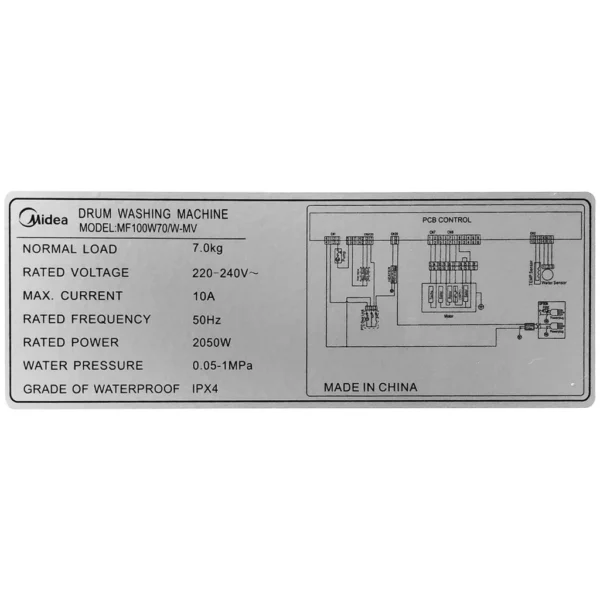 MIDEA WASHING MACHINE FRONT LOAD 7 KG - 47734 - Image 9