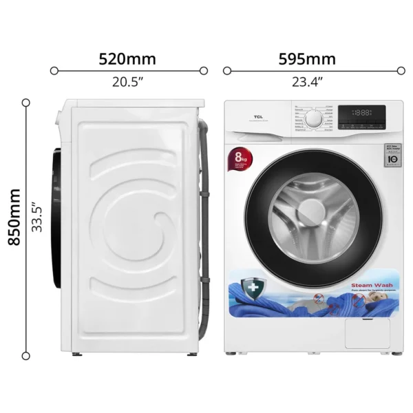 TCL FRONT LOAD WASHING MACHINE 8 KG | 53874 - Image 8