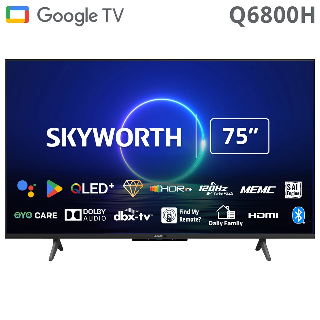 SKYWORTH 75" 4K QLED Google TV (Model: 75Q6800H - SKU: 63274)