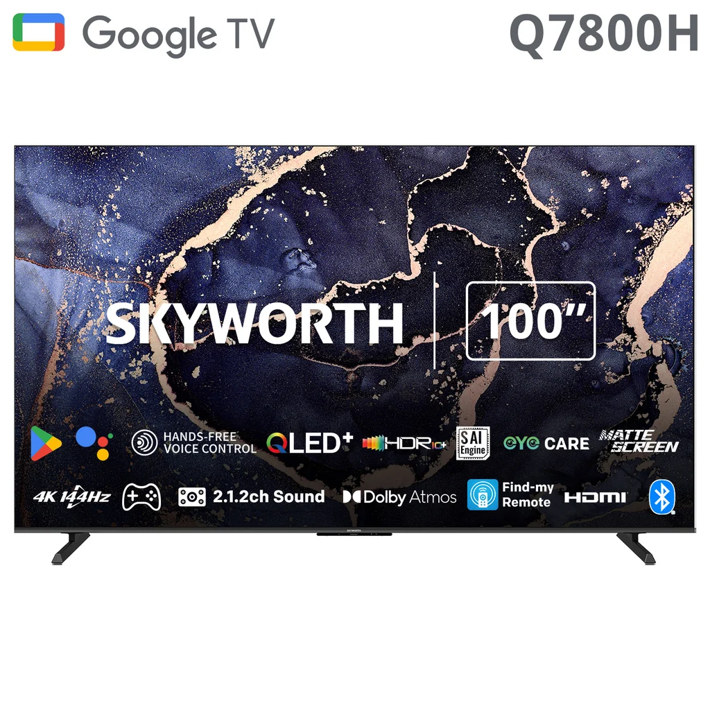 SKYWORTH UHD 4K SMART QLED+ GOOGLE TV 100INCH BLACK 100Q7800H - 60451