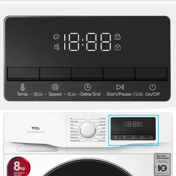 TCL FRONT LOAD WASHING MACHINE 8 KG | 53874 - Image 3