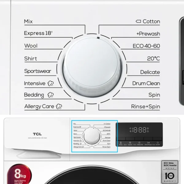 TCL FRONT LOAD WASHING MACHINE 8 KG | 53874 - Image 2