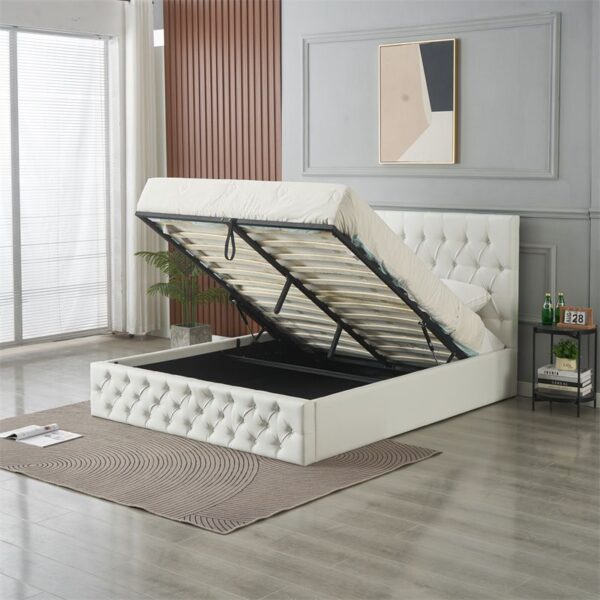 NAHYAN - Q3069 Gas Lift Storage Bed 114 cm white PU - Image 2