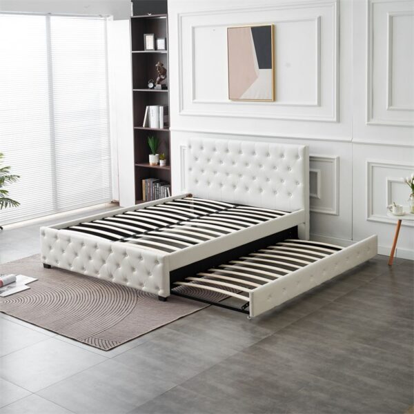 NUVORA-PK1093 PULL OUT TRUNDLE WHITE  PU BED 122*200 - Image 2