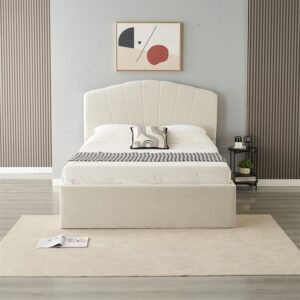 SERENE-Q2082 GAS LIFT STORAGE QUEEN BED 152*190 LIGHT BEIGE